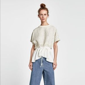 Zara Contrast Tweed Top